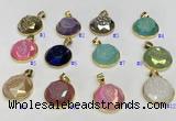 NGP9612 20mm faceted coin plated druzy agate pendants