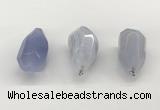 NGP9807 22*35mm - 25*40mm faceted nuggets blue lace agate pendants