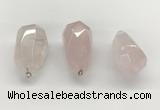 NGP9819 22*35mm - 25*40mm faceted nuggets rose quartz pendants