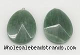 NGP9833 32*42mm - 35*45mm faceted nuggets green aventurine jade pendants