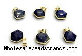 NGP9875 16mm faceted hexagon lapis lazuli pendant