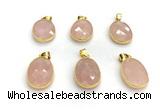 NGP9876 17*22mm faceted oval rose quartz pendant