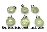 NGP9892 16mm faceted coin prehnite pendant