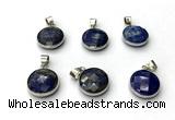 NGP9893 16mm faceted coin lapis lazuli pendant