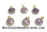 NGP9897 16mm faceted coin amethyst pendant