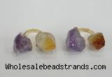 NGR102 13*18mm - 15*20mm faceted nuggets amethyst & citrine rings