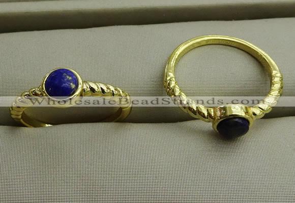 NGR1054 4mm coin lapis lazuli gemstone rings wholesale