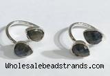 NGR1091 8*10mm faceted flat droplet labradorite rings wholesale