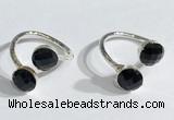 NGR1097 8mm faceted coin  black agate gemstone rings wholesale