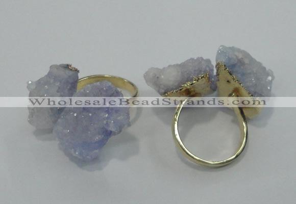 NGR11 15*20mm - 20*25mm nuggets plated druzy quartz rings