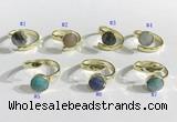 NGR1100 10mm faceted coin  mixed gemstone rings wholesale