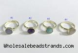 NGR1102 10mm faceted coin  mixed gemstone rings wholesale