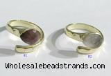 NGR1106 8*10mm faceted flat droplet  mixed gemstone rings wholesale