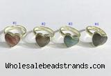 NGR1107 13mm faceted heart  mixed gemstone rings wholesale