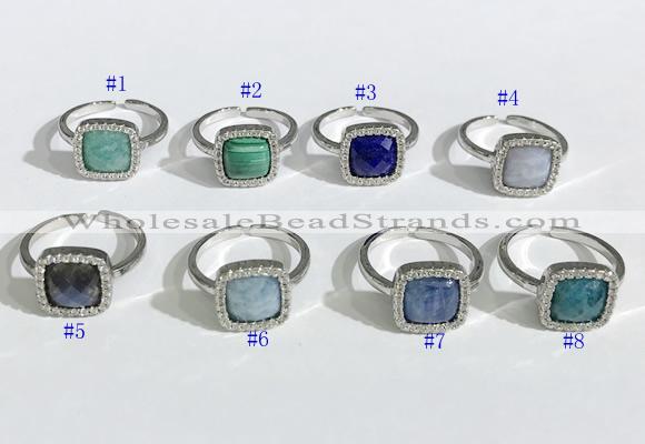 NGR1131 12mm square mixed gemstone gemstone rings wholesale