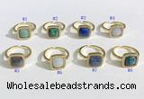 NGR1132 12mm square mixed gemstone gemstone rings wholesale