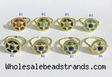 NGR1135 14mm flat round mixed gemstone gemstone rings wholesale