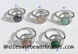 NGR1136 7mm - 11mm flat round mixed gemstone gemstone rings wholesale