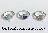 NGR1137 7mm flat round mixed gemstone gemstone rings wholesale