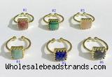 NGR1139 10mm square  mixed gemstone rings wholesale