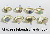 NGR1143 8*10mm faceted flat droplet mixed gemstone rings wholesale