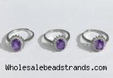 NGR1145 6*8mm faceted oval amethyst gemstone rings wholesale