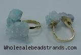 NGR12 15*20mm - 20*25mm nuggets plated druzy quartz rings