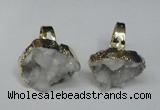 NGR129 18*25mm - 20*25mm freeform plated druzy quartz rings