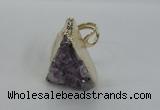 NGR137 25*30mm triangle plated druzy amethyst rings wholesale