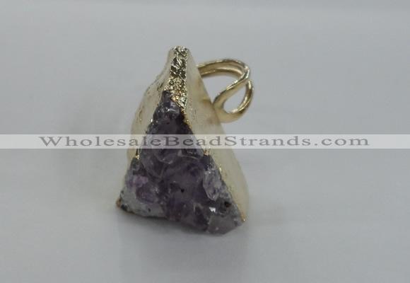 NGR137 25*30mm triangle plated druzy amethyst rings wholesale