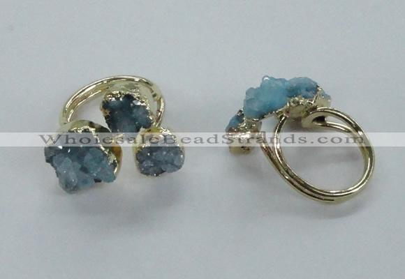 NGR152 8*10mm - 15*20mm nuggets druzy quartz rings wholesale