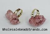 NGR16 18*25mm - 25*30mm nuggets plated druzy quartz rings