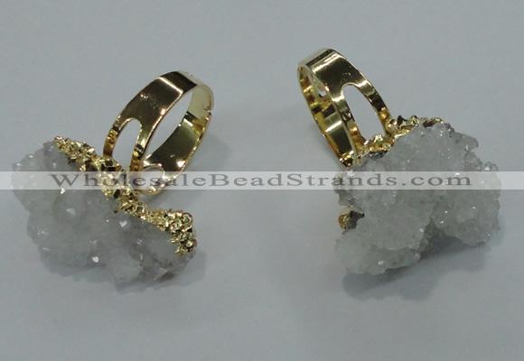 NGR17 18*25mm - 25*30mm nuggets plated druzy quartz rings