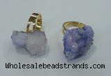 NGR18 18*25mm - 25*30mm nuggets plated druzy quartz rings