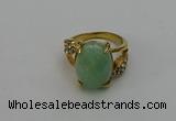 NGR2008 10*15mm faceted oval green aventurine gemstone rings