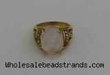 NGR2041 10*15mm faceted oval rose quartz gemstone rings