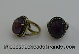 NGR2103 10*15mm faceted oval amethyst gemstone rings wholesale