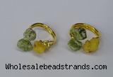 NGR212 5*8mm - 6*10mm freeform druzy agate & peridot rings wholesale