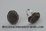 NGR2132 22*28mm - 22*30mm flower plated druzy agate rings