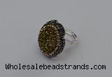 NGR2135 22*28mm - 22*30mm flower plated druzy agate rings