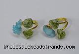 NGR215 5*8mm - 6*10mm freeform druzy agate & peridot rings wholesale