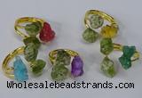 NGR217 5*8mm - 6*10mm freeform druzy agate & peridot rings wholesale