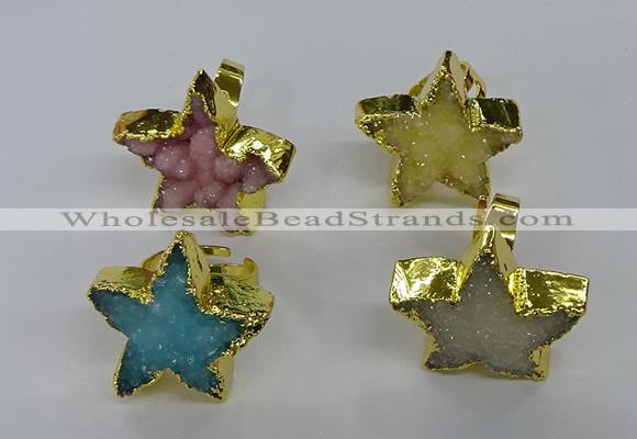 NGR287 25*25mm - 30*30mm star druzy agate gemstone rings