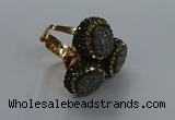 NGR294 14mm - 16mm coin plated druzy agate gemstone rings