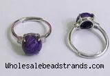 NGR3004 925 sterling silver with 10mm flat  round charoite rings