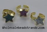 NGR319 15*15mm - 16*16mm star druzy agate gemstone rings