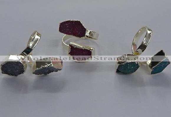 NGR355 13*18mm - 15*20mm freeform druzy agate rings wholesale