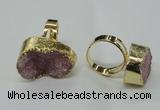 NGR53 18*25mm - 20*30mm freeform plated druzy agate rings