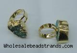 NGR55 18*25mm - 20*30mm freeform plated druzy agate rings