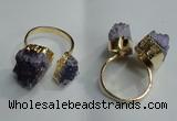 NGR78 13*18mm - 18*25mm nuggets druzy amethyst gemstone rings